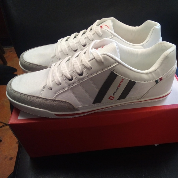 NEW Alpine Swiss Mens White Stefan Suede Trim Retro Fashion Sneakers sz 13 NWB - Picture 7 of 12